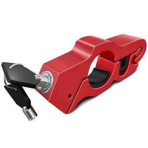lot 38323 image: Turbo Motorcycle Lock (Red) - Anti-Theft Motorcycle Brake Lock wRubber Grips, Adjustable Sliders - CNC Aluminum Handlebar Scooter Lock - Lightweight Motorcycle Accessories for Scooters, ATVs