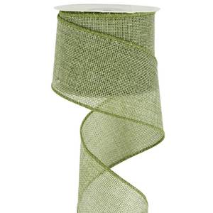 lot 38337 image: HUIHUANG Spring Green Wired Ribbon Burlap Wired Edge Ribbon Moss Green Jute Ribbon 2.5 inch x Continuous 10 Yard for Big Bow,Wreaths,Tree Decoration. Gift Wrapping, Swags, DIY Crafts