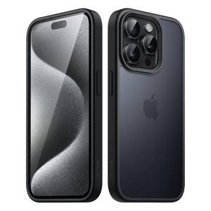 lot 38343 image: JETech Matte Case for iPhone 15 Pro 6.1-Inch, Shockproof Military Grade Drop Protection, Frosted Translucent Back Phone Cover, Anti-Fingerprint (Black)