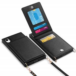 lot 38346 image: Vofolen for iPhone XR Case Wallet 10R Flip Cover with Credit Card Holder Lanyard Crossbody Strap for Women Girl PU Leather Magnetic Clasp Kickstand Heavy Duty Protective Square for iPhone XR 10R Black
