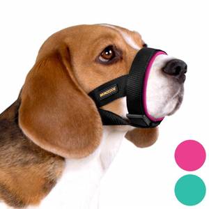 lot 38347 image: BRONZEDOG Soft Padded Dog Muzzle Adjustable Neoprene Comfort Bitting Chewing Pet Muzzles for Small Medium Large Dogs Puppy (Pink, Small)