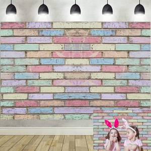 lot 38362 image: Cenven Easter Colourful Wall Backdrop Graffiti Color Brick Retro Block Photography Background Baby Shower Kids Adult Party Birthday Decorations , 7x5FT(width 210cm x Height 150cm)