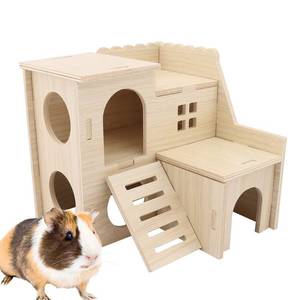 lot 38368 image: kcrygogo Large Hamster Maze Wood House Fun Slide House Double-Decker Hut Chew Toys for Bigger Syrian Hamsters Dwarf Gerbil Mouse Mice Rat Small Animals