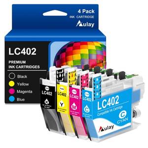 lot 38371 image: Aulay Compatible Pigement Ink Cartridge A1 Version Replacement for Brother LC402 LC402XL LC402BK LC402XLBK LC402XLC LC402XLM LC402XLY High Yield MFC-J5340DW MFC-J6540DW MFC-J6740DW (4-Pack KCMY)
