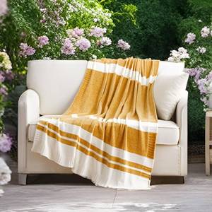 lot 38372 image: BATTILO HOME Mustard Yellow Throw Blanket for Couch, Soft Chenille Throw Blanket Knit Throw Blankets for Bed, Sofa,Chair, Farmhous Throw Blanket, Fall Throw Blanket,51x67