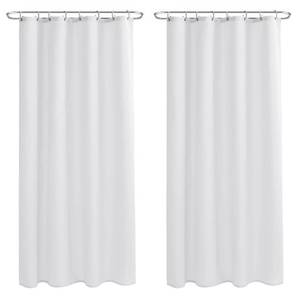 lot 38373 image: Nasitos Stall Fabric Shower Curtain Liners with Magnets 2 Pack - W54 x H78 - Water Repellent & Lightweight Long Stall Size Shower Curtains for Bath Tub, Machine Washable (White, 4 Magnets Included)