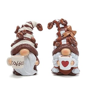 lot 38377 image: Hodao 2PCS Coffee Gnomes Figurines - Swedish Tomte Elf Dwarf Decor for Bar, Home, Gifts