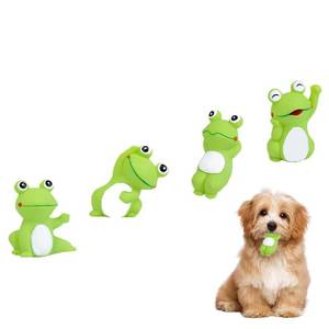 lot 38388 image: Volacopets 4 Cute Frog Puppy Squeak Toys Latex Float Water Pool Dog Toys Squeaky for Small Breed Soft Fetch Interactive Play pet Toys, Green
