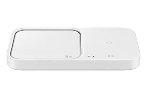 lot 38395 image: SAMSUNG 15W Wireless Charger Duo w USB C Cable, Charge 2 Devices at Once, Cordless Super Fast Charging Pad for Galaxy Phones and Devices, 2022, US Version, White