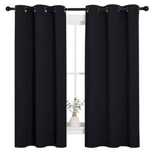 lot 38396 image: NICETOWN Halloween Pitch Black Solid Thermal Insulated Grommet Blackout CurtainsDrapes for Bedroom Window (2 Panels, 42 inches Wide by 63 inches Long, Black)