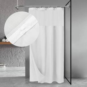 lot 38399 image: N&Y HOME 48 Inch Waffle Weave Shower Curtain with Snap-in Fabric Liner & 12 Metal Hooks Set - 48 x 72 Shower Stall Size, Hotel Style & Mesh Top Window, Machine Washable - White, 48x72