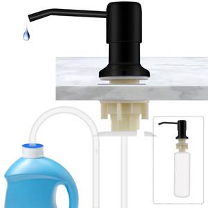 lot 38405 image: Dish Soap Dispenser for Kitchen Sink Built in Soap Dispenser Stainless Steel Soap Pump with 47 Extension Tube and 300ml Bottle Matte (Black)