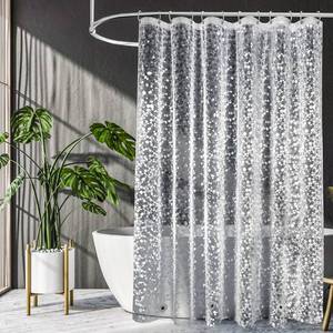 lot 38407 image: UFRIDAY 72x75 Inch Shower Curtain Liner,EVA Waterproof Heavy Duty Shower Liner with 3 Big Weighted Magnets,Clear 3D Pebbles Bath Curtain for Home and Hotel