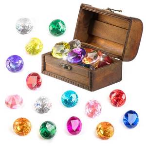 lot 38440 image: PUBGAMER Diving Gem Pool Toy 15 Big Colorful Diamond Set with Big Treasure Chest Pirate Box Underwater Gem Diving Dive Throw Toy Set Swimming Training Gift Toy