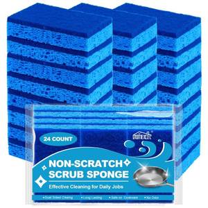 lot 38443 image: HOMEXCEL Sponges Kitchen 24pcs, Non-Scratch Scrub Dish Sponges, Safe on Non-Stick Cookware,Dual Sided Cleaning Sponges for Kitchen,Household,Bathroom and More