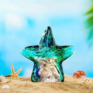 lot 38445 image: QFkris 7 Hand-Blown Glass Starfish Figurine with Sand Shell Inside,Art Glass Sea Animal Paperweight Collectibles,Home Decor