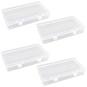 lot 38452 image: Thintinick 4 Pack Rectangular Clear Plastic Storage Containers Box with Hinged Lid for Beads and Other Small Craft Items (6.1 x 3.3 x 1.18 inch)