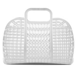 lot 38456 image: BABANA Jelly Bags - Reusable Gift Basket - Girls Beach Bag - Toddler, Kids Retro Jelly Purse - Halloween, Bridal Shower, Easter Basket (Small) - White