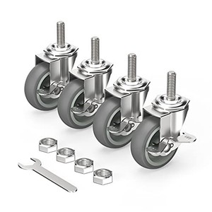 lot 38459 image: HOLKIE Caster Wheels 3 inch Locking Stem Casters, 38 -16 x 1-12 (Stem Diameter 38, Stem Length 1-12) Threaded Stem Casters Swivel Casters Set of 4 Heavy Duty Castors Gray