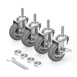 lot 38462 image: HOLKIE Caster Wheels 3 inch Locking Stem Casters, 516 -18 x 1-12 (Stem Diameter 516, Stem Length 1-12) Threaded Stem Casters Swivel Casters Set of 4 Heavy Duty Castors Gray