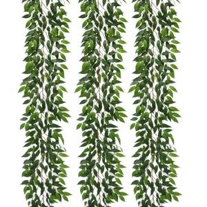 lot 38473 image: dallisten 3 Strands Italian Ruscus Artificial Vines, 73 Silk Vine Garland with Green Leaves, Fake Hanging Plants Greenery Decor for Home, Bedroom, Wall, Party, Wedding Decoration