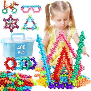 lot 38476 image: 400PCS Building Toys Blocks for Kids Ages 2-8 STEM Toys Educational Interlocking Plastic Connect Block Snowflake Toys, Preschool Manipulatives Disc Sets Christmas Birthday Gift for Boys Girls Aged 3