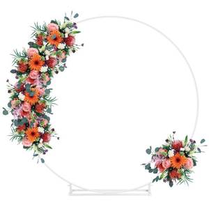 lot 38493 image: 6.6FT Round Backdrop Stand, Wedding Metal Circle Balloon Arch Kit Frame Flower Ring Stand for Wedding Birthday Party Ceremony Anniversary Graduation Photo Background Decoration, White