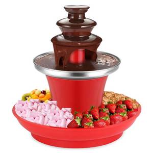 lot 38496 image: Mini Chocolate Fountain Party Fountain, Chocolate Fountain Machine for Nacho Cheese BBQ Sauce Ranch Liqueurs, Stainless Steel Chocolate Fondue Fountain for Birthday Party Wedding, Red