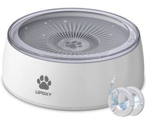 lot 38499 image: UPSKY 3L Dog Water Bowl 101oz Large No Spill Dog Bowl with Slow Feeder Mat, Splash Proof Pet Water Dispenser with Filters, Slow Drinking Bowl Vehicle Carried Travel Water Bowl for Dogs, Cats