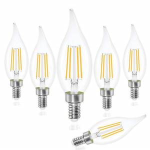 lot 38522 image: Sailstar Dimmable LED Candelabra Bulbs,60W Equivalent,4000K Daylight White,4 Watt Chandelier Light Bulb,LED Edison Bulb,E12 Base Filament Flame Tip,500 Lumen,6 Pack