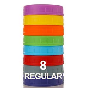 lot 38532 image: AOZITA 8 Pack REGULAR Mouth Mason Jar Lids for Ball, Kerr and More - Colored Plastic Storage Caps for MasonCanning Jars - Leak-Proof