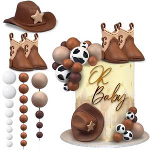 lot 38536 image: 28PCS Cowboy Cake Decorations Cowboy Hat and Boot Cake Toppers Western Cowboy Birthday Baby Shower for Western Theme Party Favors Supplies