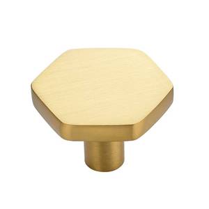 lot 38538 image: Home Expert Gold Cabinet Knobs 20 Pack Solid Kitchen Cabinet Knobs Hexagon 1.1 Brushed Gold Knobs for Kitchen Cabinets and Drawers Dresser Knobs