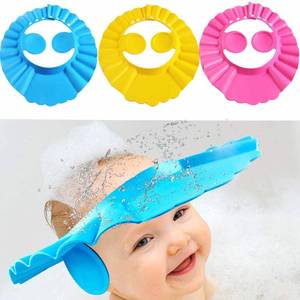 lot 38550 image: FEBSNOW Baby Shower Cap for Boy Adjustable Toddler Bath Shampoo Hat with Ear Protection 3Pcs Children Wash Hair Foam Shield Hats Protect Your Baby Eyes