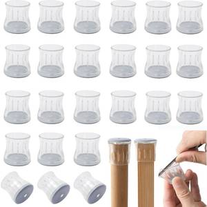 lot 38559 image: Furnigear Chair Leg Floor Protectors Chair Feet Sliders - Silicone Chair Leg Protectors for Hardwood Floors - Chair Glides for Carpet&Hardwood Floors, Chair Leg Caps Furniture Leg Cover Clear 24 Pack