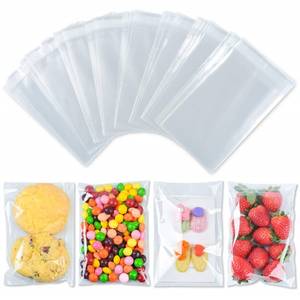 lot 38561 image: Oueliche 350 Pcs 4x6 Clear Cookie Bags, Self Sealing Cellophane Treat Bags, Great for Gift Giving or Party Favors Packaging, Resealable Candy, Dessert, Bakery Cello Wrapper Bags