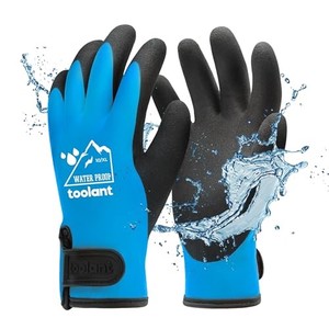 lot 38571 image: 100% Waterproof Gloves for Men and Women, Winter Work Gloves for Cold Weather, Touchsreen, Thermal Insulated Freezer Gloves, With Grip, Blue, Medium