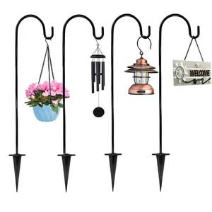 lot 38575 image: SMFANLIN 4 Pack Adjustable Outdoor Shepherd Hook Stand, 29 Inch Heavy Duty Garden Hanging Stake, Strong Metal Bird Feeder Pole Hanger for Flower Pots, Lanterns, Garden Plant Wedding Decor