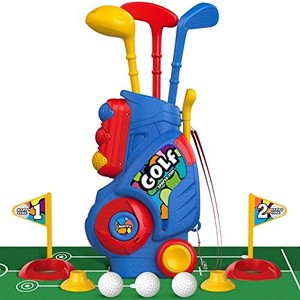lot 38586 image: Liberry Toddler Golf Set with Putting Mat for 2 3 4 5 Years Old Boys Girls, Upgraded Kids Golf Cart with Unique Shoulder Strap Design, Indoor and Outdoor Golf Toys