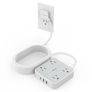 lot 38593 image: Long Flat Extension Cord 15 ft, TESSAN Surge Protector Power Strip 15 Feet with 4 Outlets 3 USB Ports (1 USB C), 3 Prong Flat Plug Charging Station with Surge Protection, Wall Mount Indoor Essentials