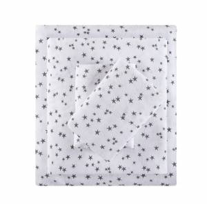 lot 38595 image: Intelligent Design Cozy Soft 100% Cotton Flannel Print Animals Stars Cute Warm, Ultra Soft Cold Weather Sheet Set Bedding, Twin, Grey Stars 3 Piece
