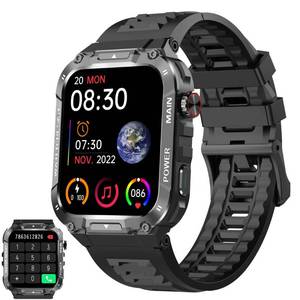 lot 38621 image: Smart Watch for Men AnswerMake Calls 1.96 Rugged Military IP68 Waterproof Smartwatches, Fitness Tracker with Heart RateStressSpO2Sleep Monitor, 100 Sports Modes, Compatible for Android and iOS