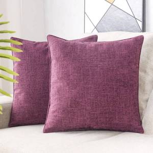 lot 38623 image: HPUK Linen Throw Pillow Covers Pack of 2, 18x18 Inch Accent Cushion Covers for Living Room, Bedroom, Decorative Solid Color Pillow Covers for Couch, Sofa, Chair, Coral