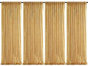 lot 38636 image: Sequin Backdrop Curtain 4 Pcs 2ftx8ft Wedding Ceremony Background Backdrop Glitter Shimmer Fabric Gold Backdrop Drapes