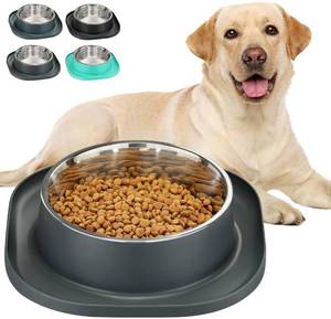 lot 38637 image: Large Stainless Steel Dog Bowl, 7 Cup, Water & Food Bowl with Anti-Skid Rubber Base for Large Pet, Puppy Metal Bowl Spill Proof Dog Dish with Silicone Feeding Mat for Dry and Wet Foods, Grey