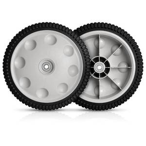 lot 38644 image: 12 Inch Rear Wheel Replacement for MTD 734-04019 734-04127, S-Wave Wheel Tire Compatible with Most Troy Bilt Walk-Behind Push Lawn Mower, 2 Pack