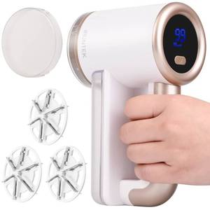 lot 38647 image: iRUNTEK Rechargeable Fabric Shaver, Electric Commercial Lint Remover with LED Display & Big Trash Box, 3-Speeds for Removing Fuzz and Pill from Clothes, Furniture, Sweater, Couch and Blanket, White