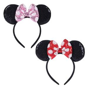 lot 38651 image: ZYTJ 2 Pcs Mouse Ears Headbands,Shiny Bows Mouse Ears Headbands for Birthday Parties, Themed Events, A Perfect Addition to Your Trip Essentials and Accessories for Women red and pink1