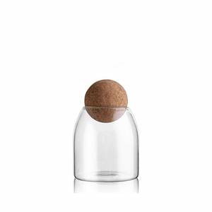 lot 38658 image: MOLFUJ 550ML18Oz Glass Storage Container with Ball Cork, Cute Decorative Organizer Bottle Canister Jar with Air Tight Wood Lid for Food, Coffee, Candy, Bathroom Apothecary Cotton Swab Qtip Holder