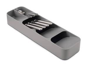 lot 38671 image: Joseph Joseph DrawerStore Compact Utensil Organizer For Kitchen Drawer Silverware, Flatware Tray, Small, Grey